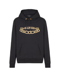 Sweat à capuche avec logo et chaines - Noir & Or