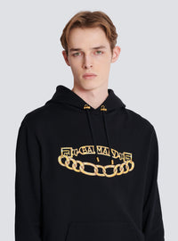 Sweat à capuche avec logo et chaines - Noir & Or