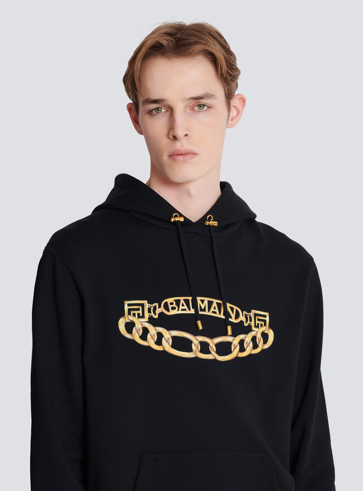 Sweat à capuche avec logo et chaines - Noir & Or