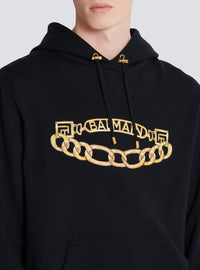 Sweat à capuche avec logo et chaines - Noir & Or