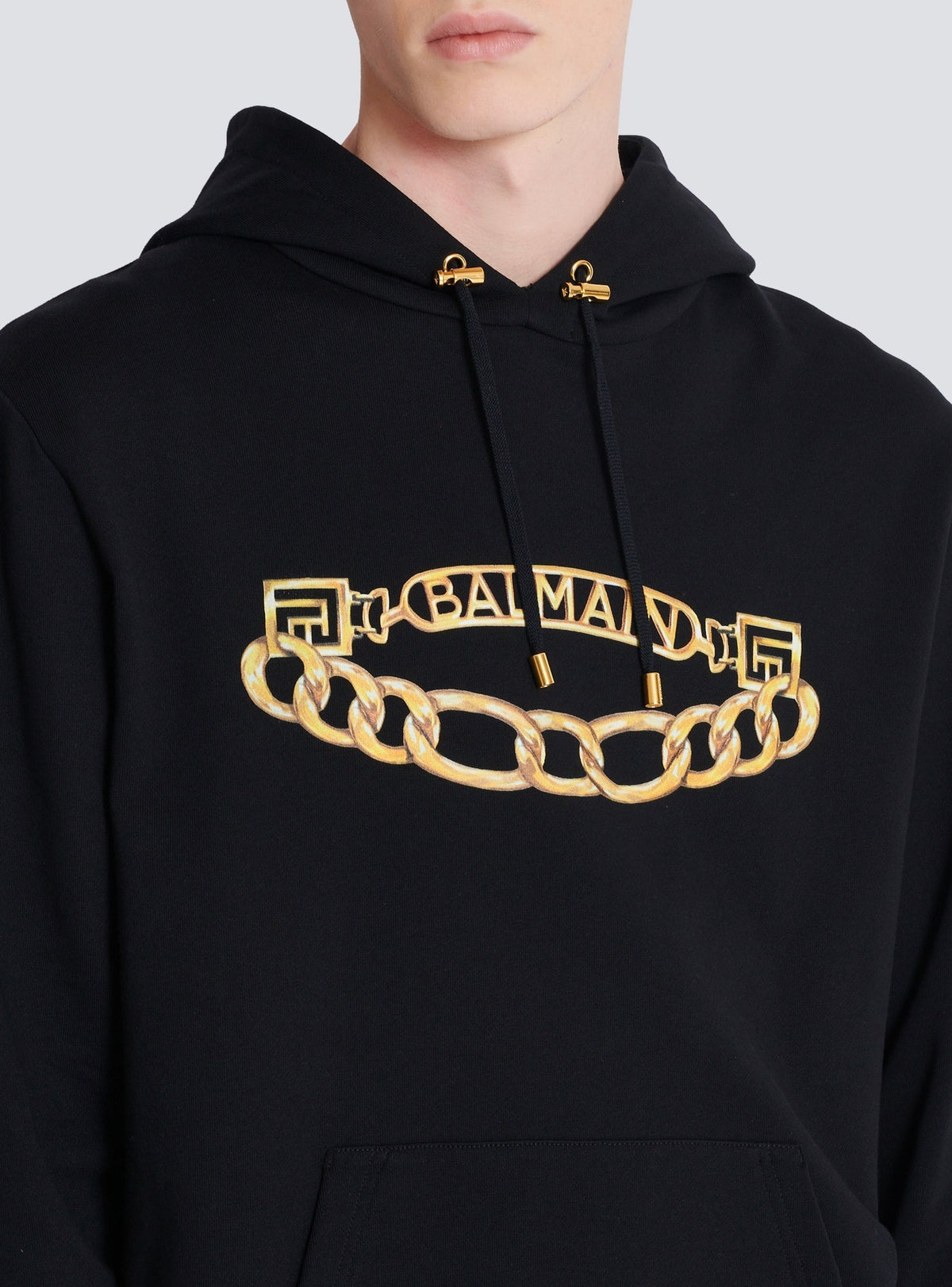 Sweat à capuche avec logo et chaines - Noir & Or