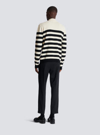 Pull Mariniere à col montant avec écusson - Blanc