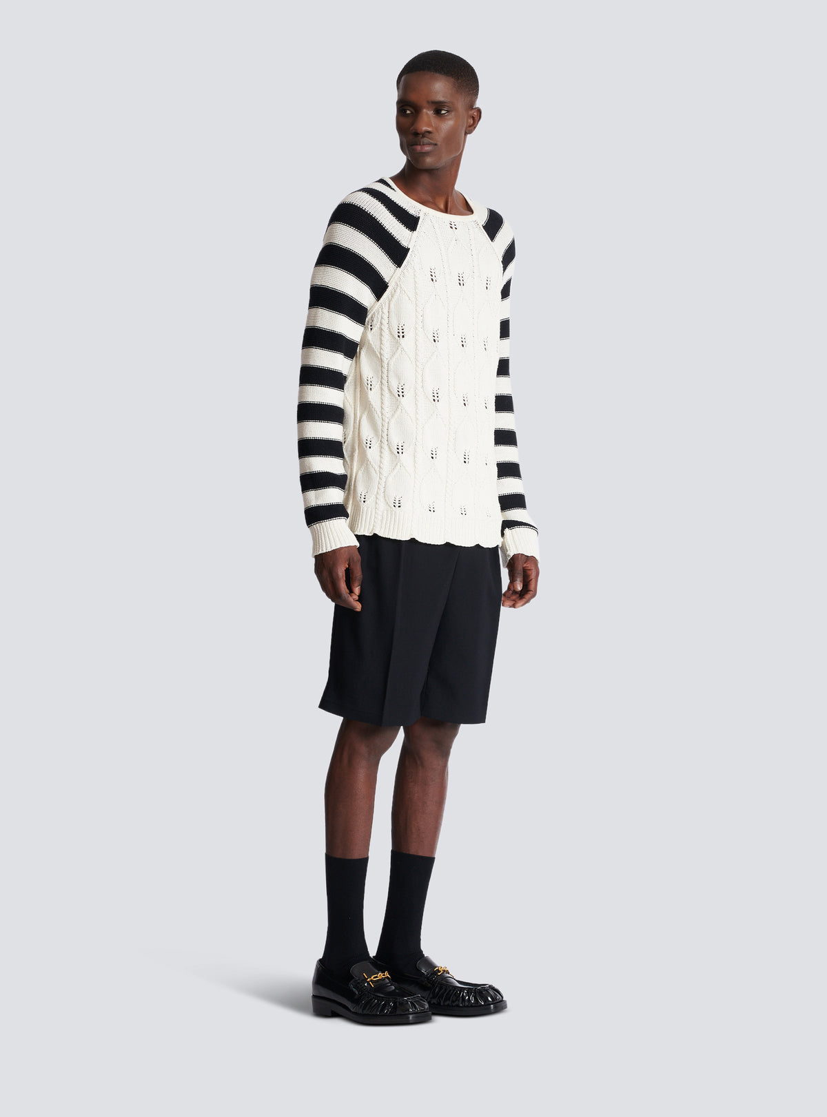 Pull en maille torsadée - Naturel & Noir