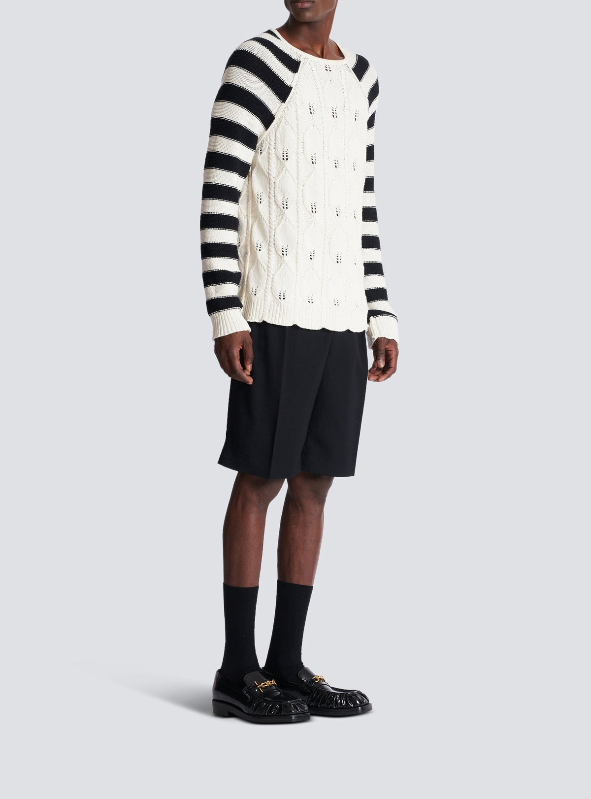 Pull en maille torsadée - Naturel & Noir