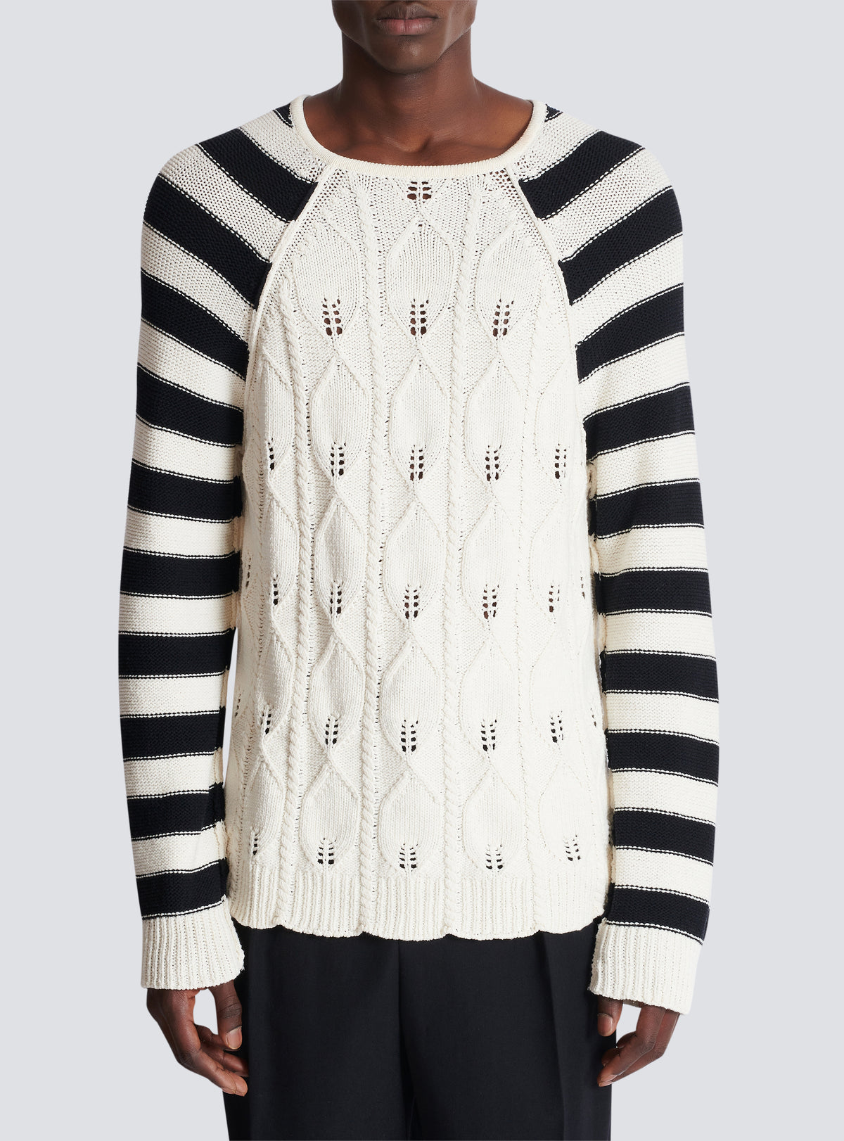 Pull en maille torsadée - Naturel & Noir