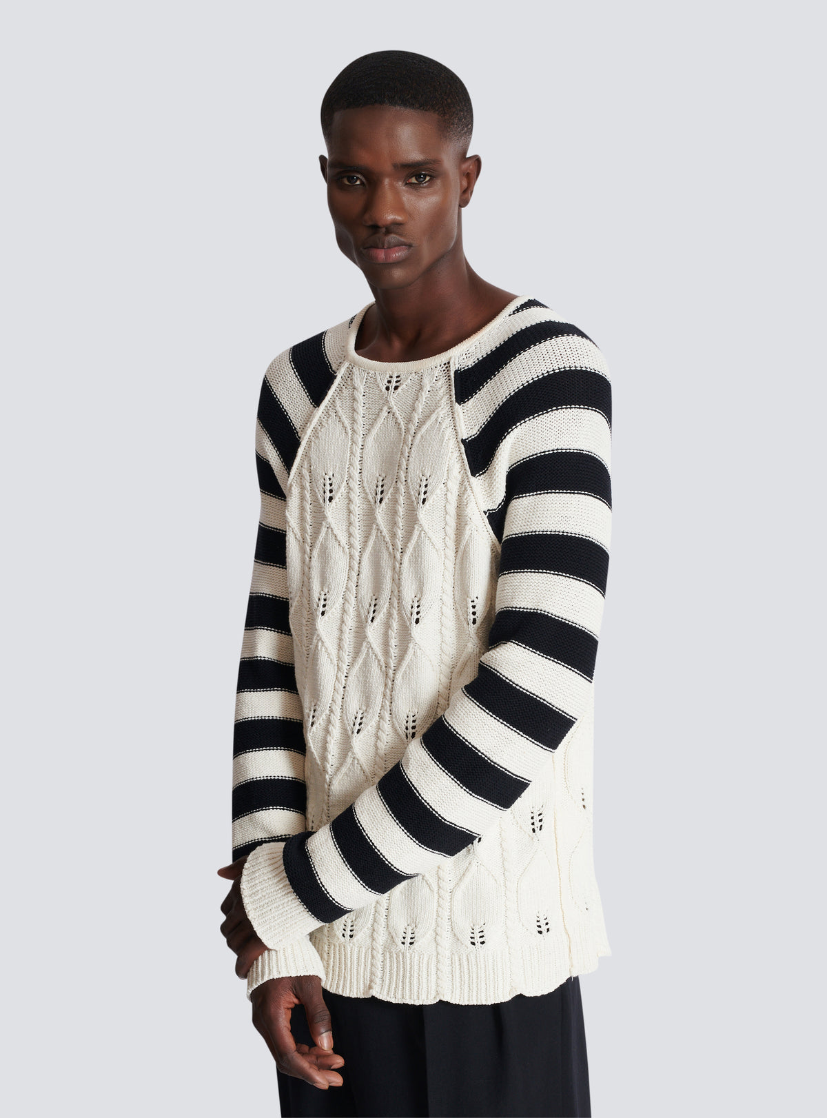 Pull en maille torsadée - Naturel & Noir