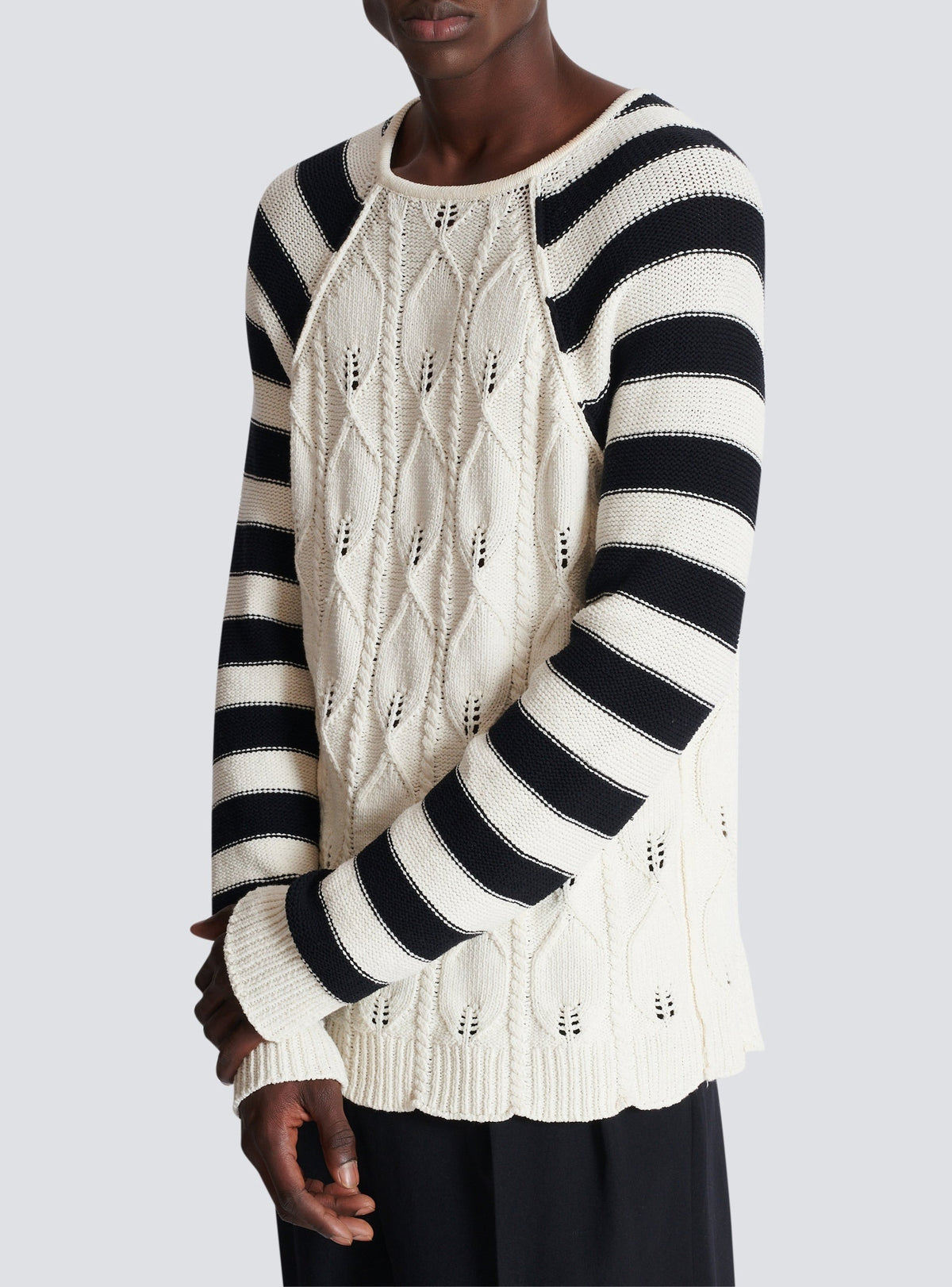 Pull en maille torsadée - Naturel & Noir