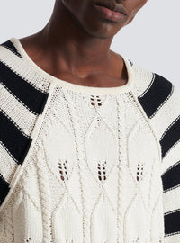 Pull en maille torsadée - Naturel & Noir