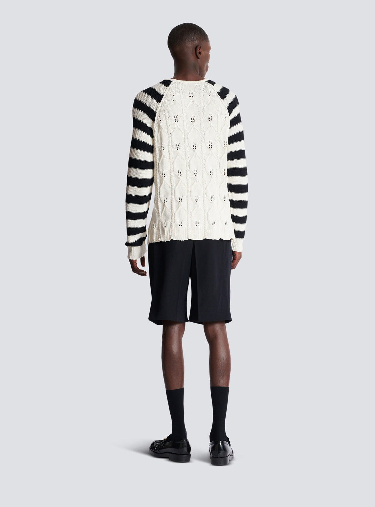 Pull en maille torsadée - Naturel & Noir