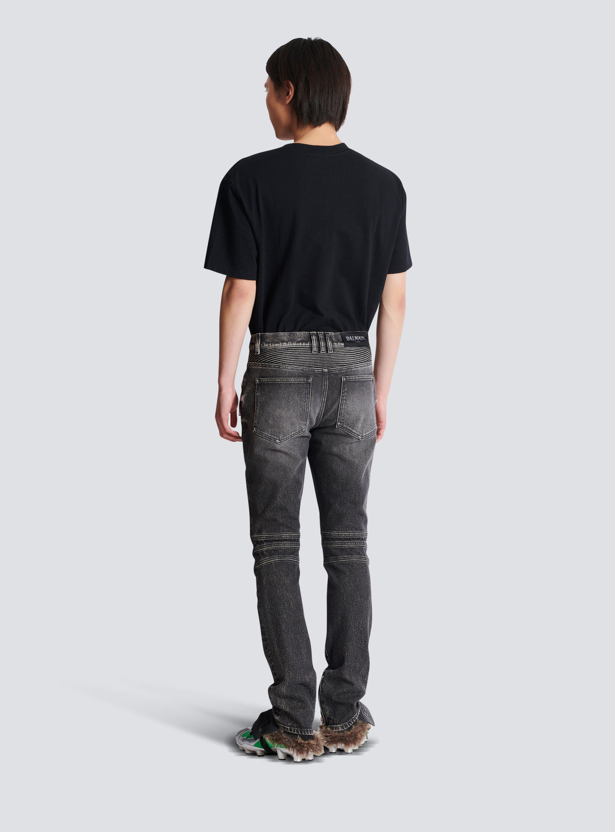Pantalon biker slim en denim - Gris Foncé Denim