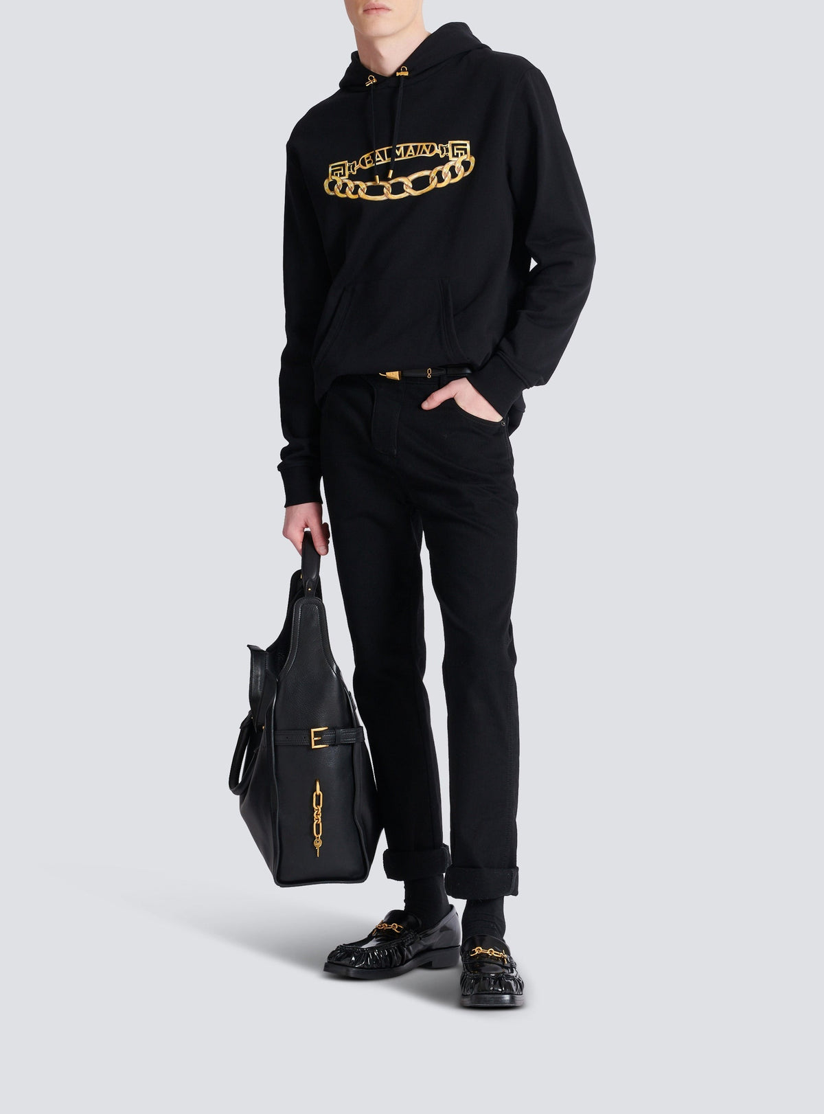 Pantalon regular en denim - Noir Délavé