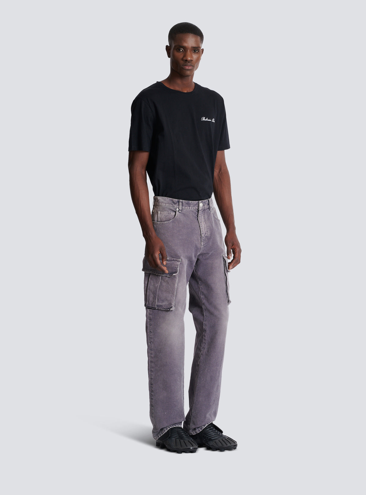 Jean loose cargo en denim  - Gris Denim