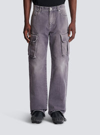 Jean loose cargo en denim  - Gris Denim