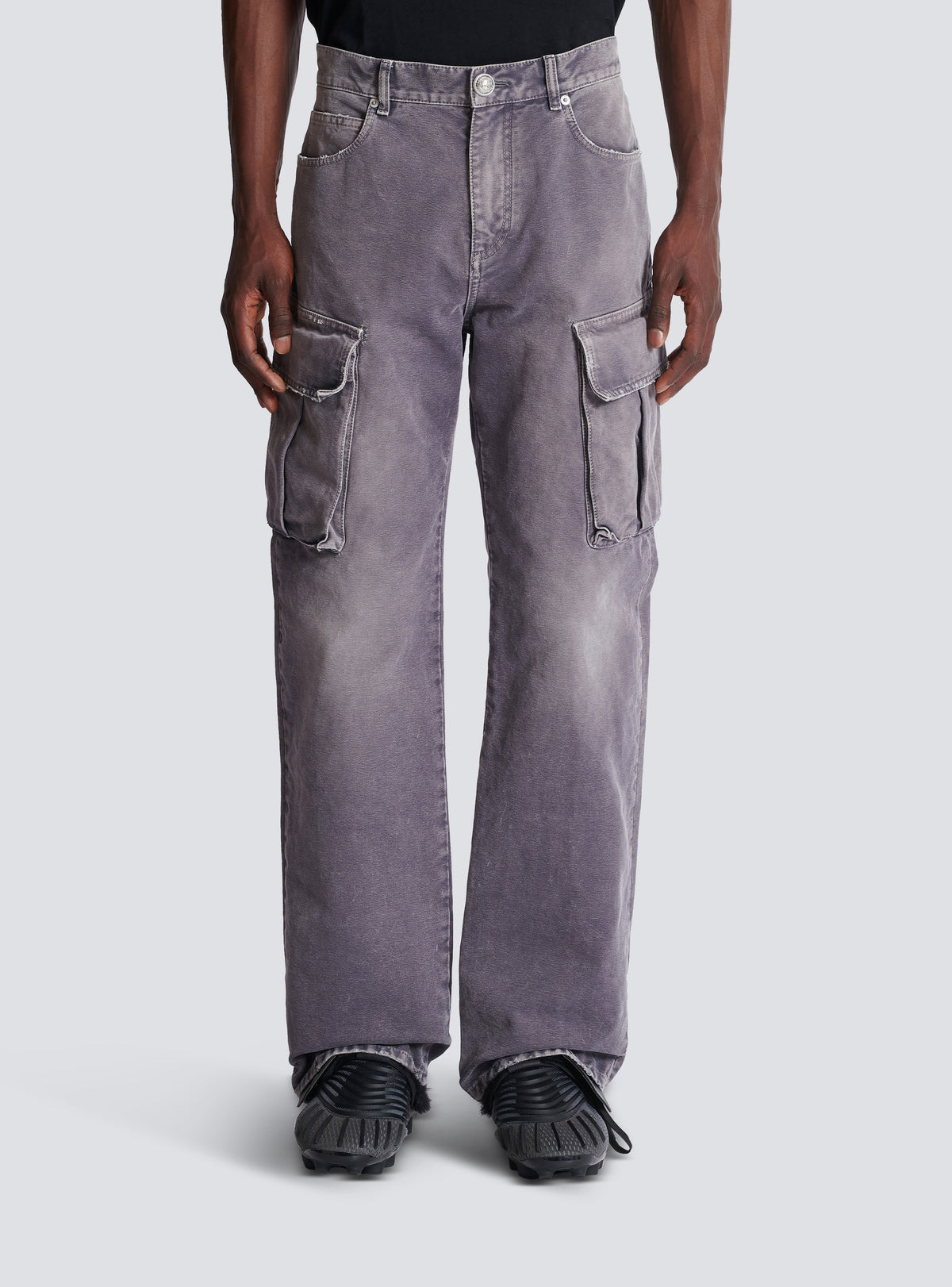 Jean loose cargo en denim  - Gris Denim