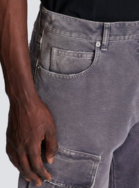 Jean loose cargo en denim  - Gris Denim