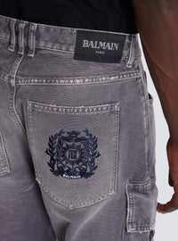 Jean loose cargo en denim  - Gris Denim