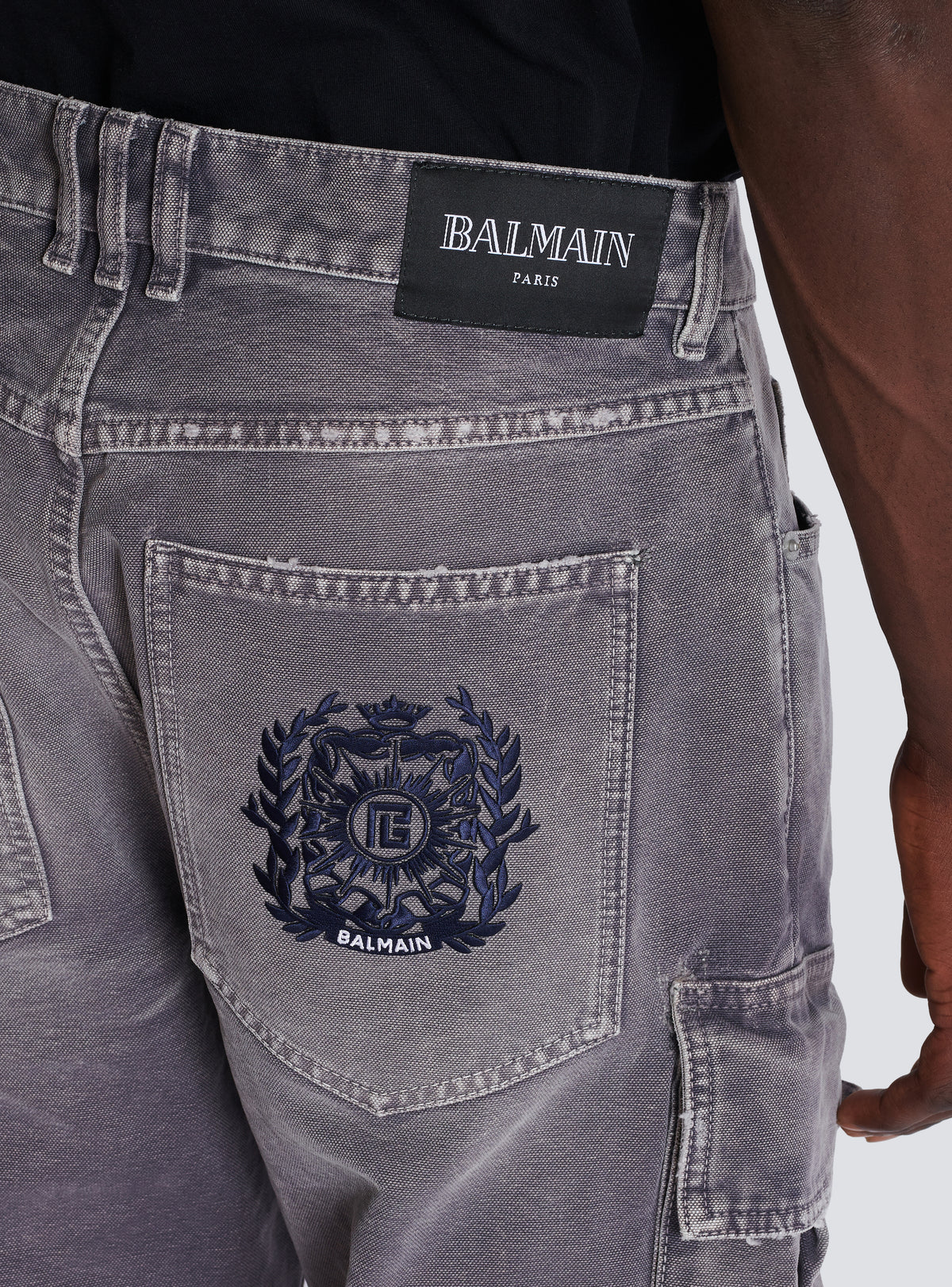 Jean loose cargo en denim  - Gris Denim