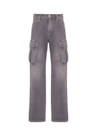 Pantalon loose cargo en denim - Gris Denim