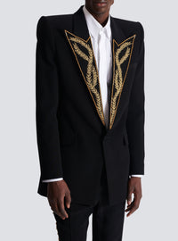 Veste 1 bouton à col brodé - Noir & Or
