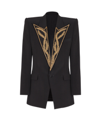 Veste 1 bouton à col brodé - Noir & Or