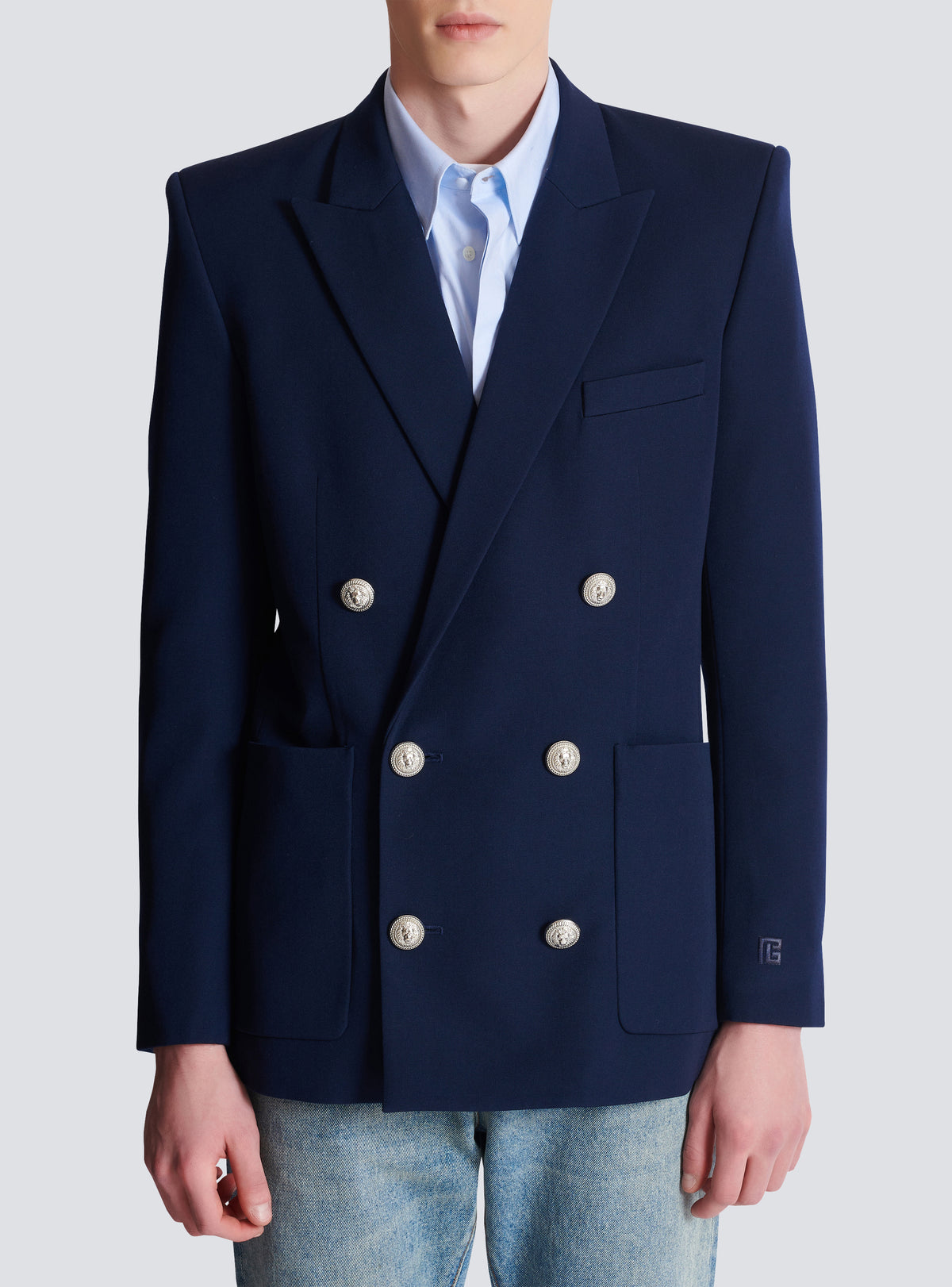 Blazer en grain de poudre - Marine