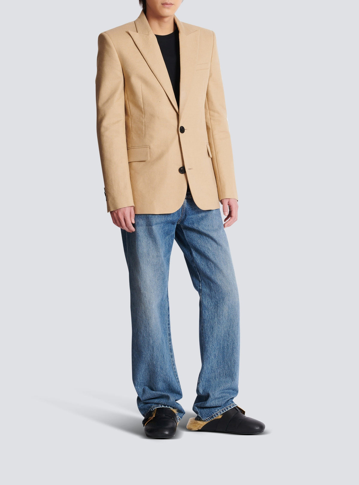 2-button canvas jacket - Beige