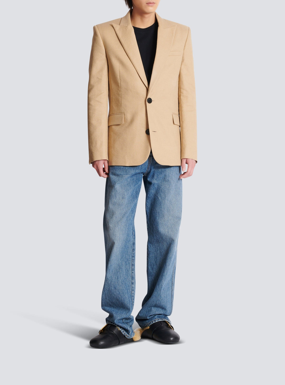 2-button canvas jacket - Beige