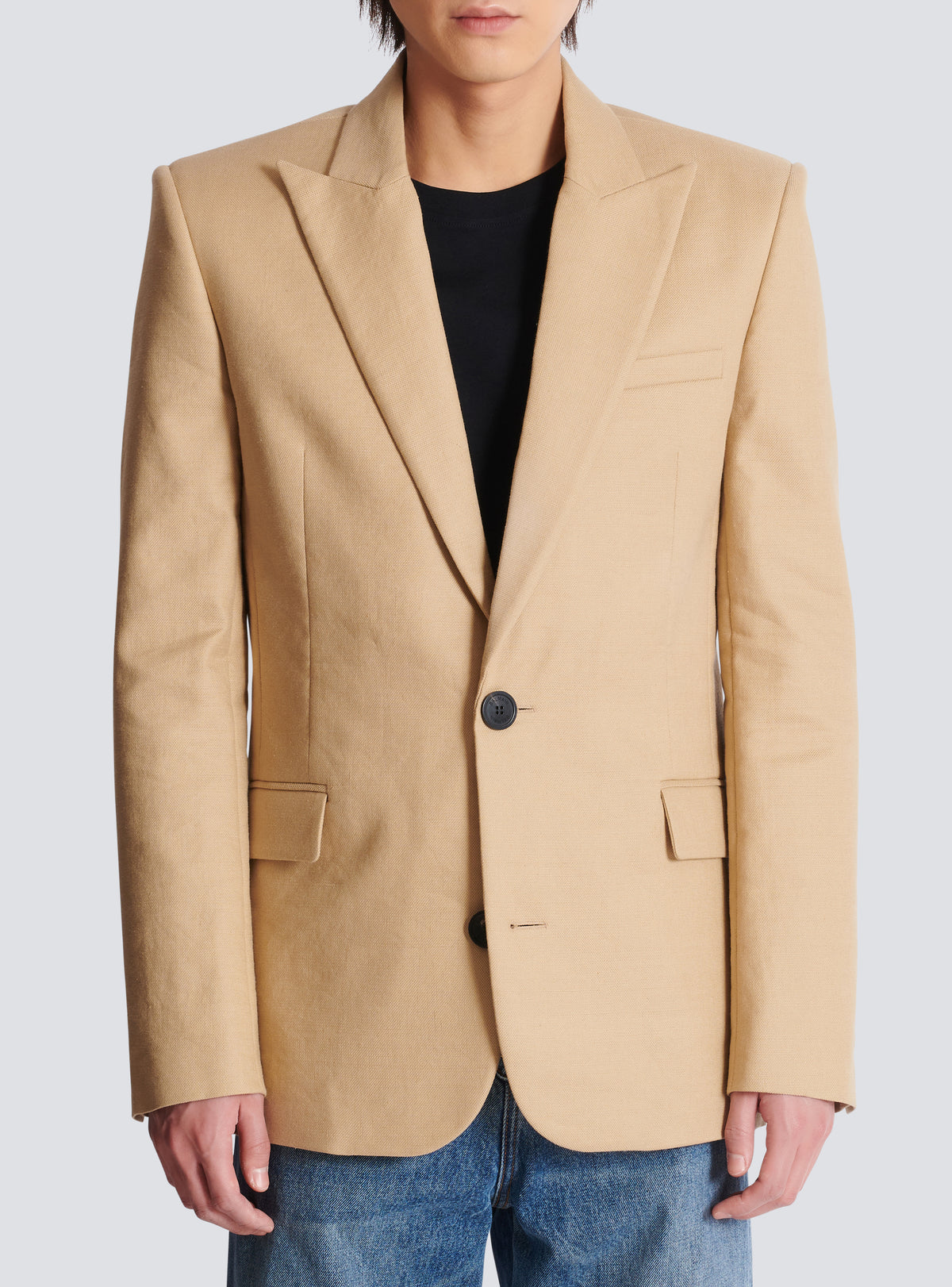 Veste 2 boutons en toile - Beige
