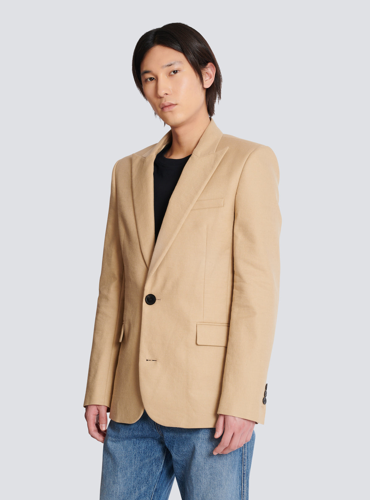 Veste 2 boutons en toile - Beige