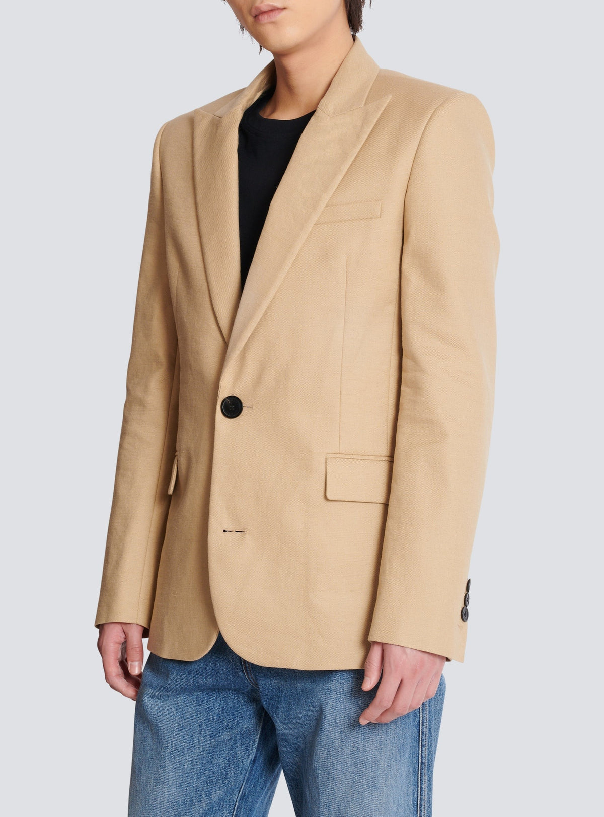2-button canvas jacket - Beige