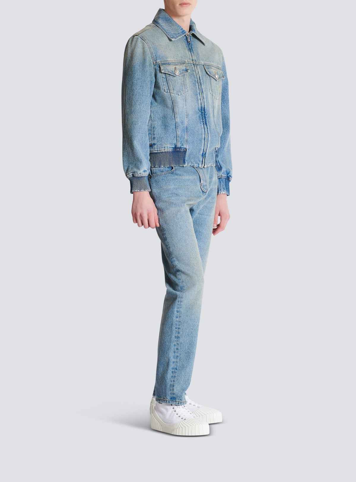 Lined denim jacket - Washed Denim Blue