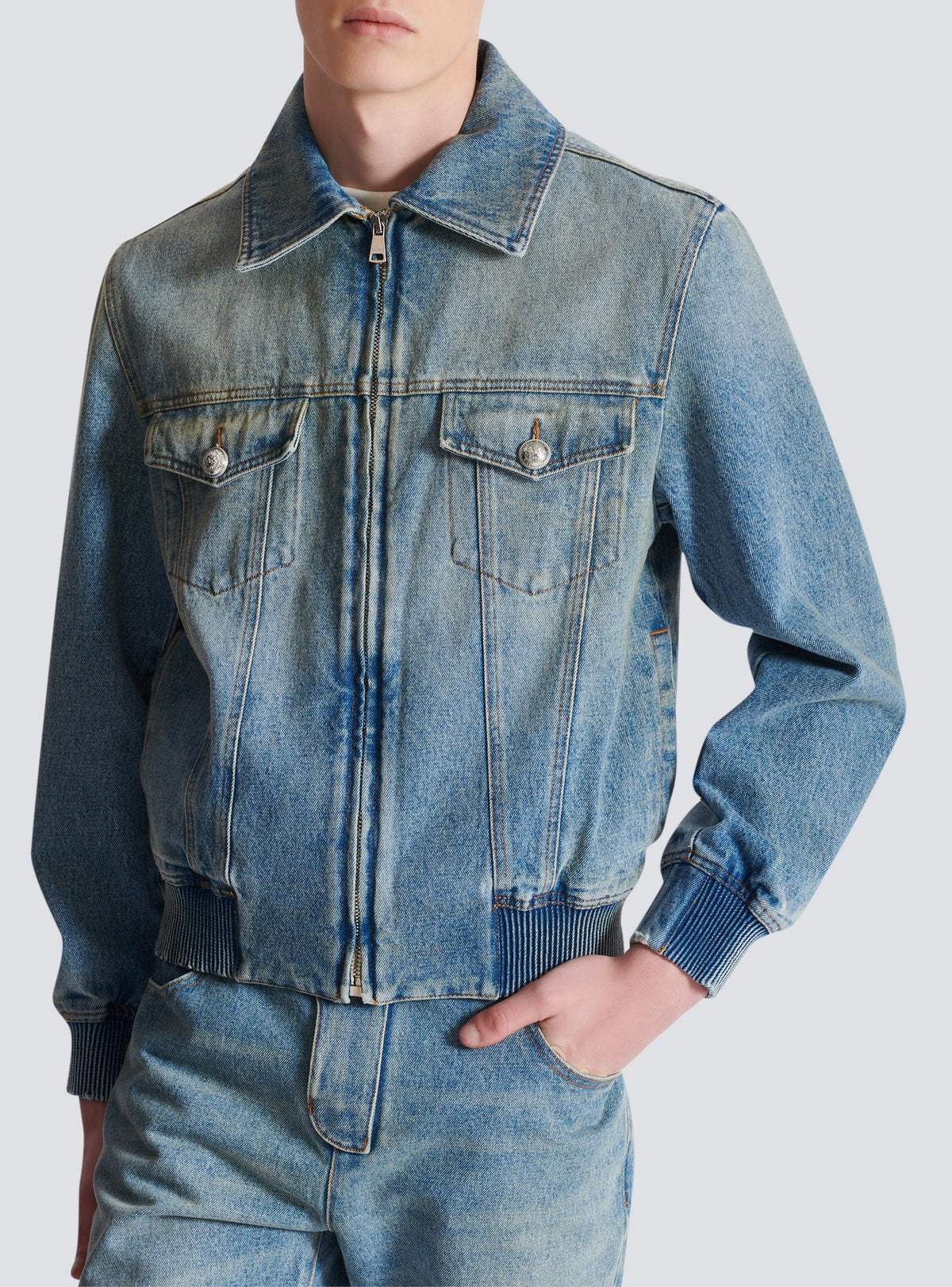 Lined denim jacket - Washed Denim Blue