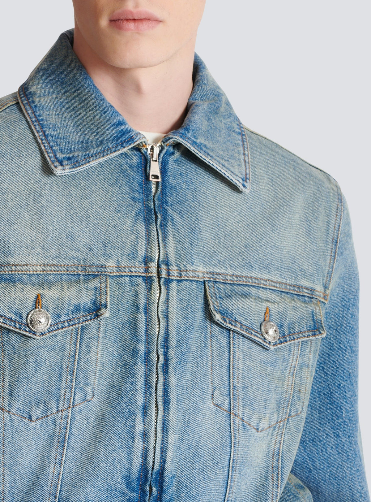 Lined denim jacket - Washed Denim Blue