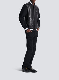 Varsity jacket in lambskin leather and wool - Black & Black