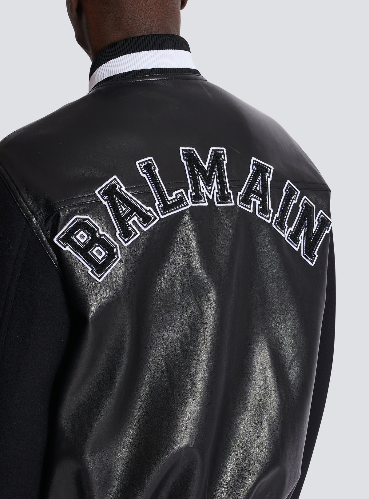 Veste varsity en cuir d'agneau et laine - Noir & Noir