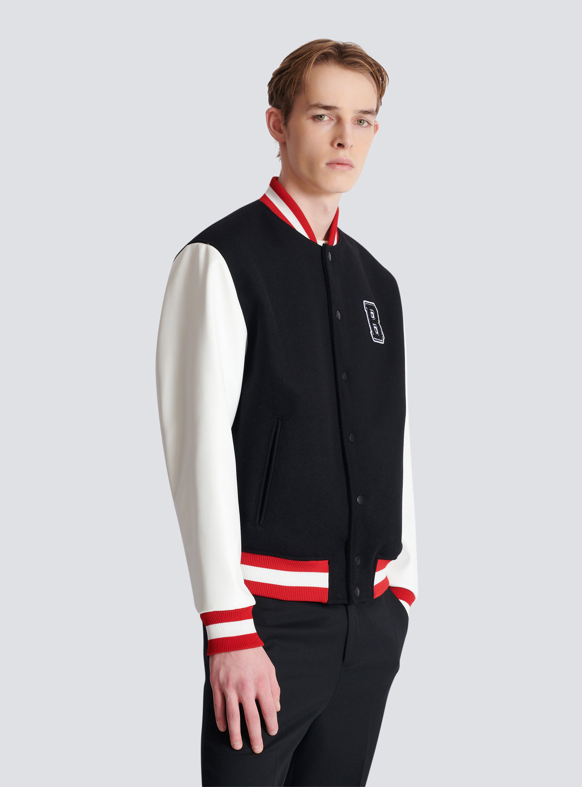 Veste varsity en laine et faux cuir - Rouge