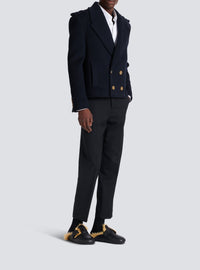 Short Wool Pea Coat - Navy
