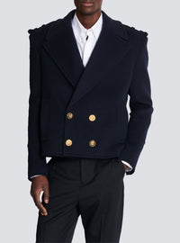 Short Wool Pea Coat - Navy