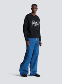 Sweat à capuche imprimé écriture Balmain - Noir & Blanc