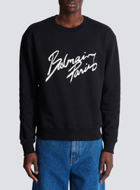 Sweat à capuche imprimé écriture Balmain - Noir & Blanc