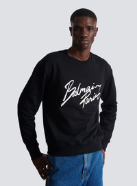 Sweat à capuche imprimé écriture Balmain - Noir & Blanc