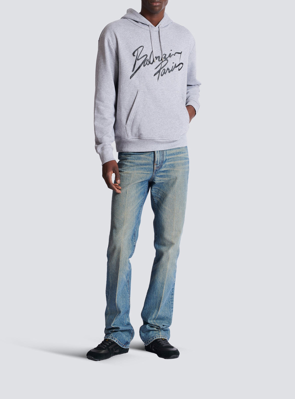 Sweat à capuche à motifs - Gris Chiné & Noir