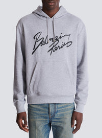 Sweat à capuche à motifs Balmain - Gris Chiné & Noir
