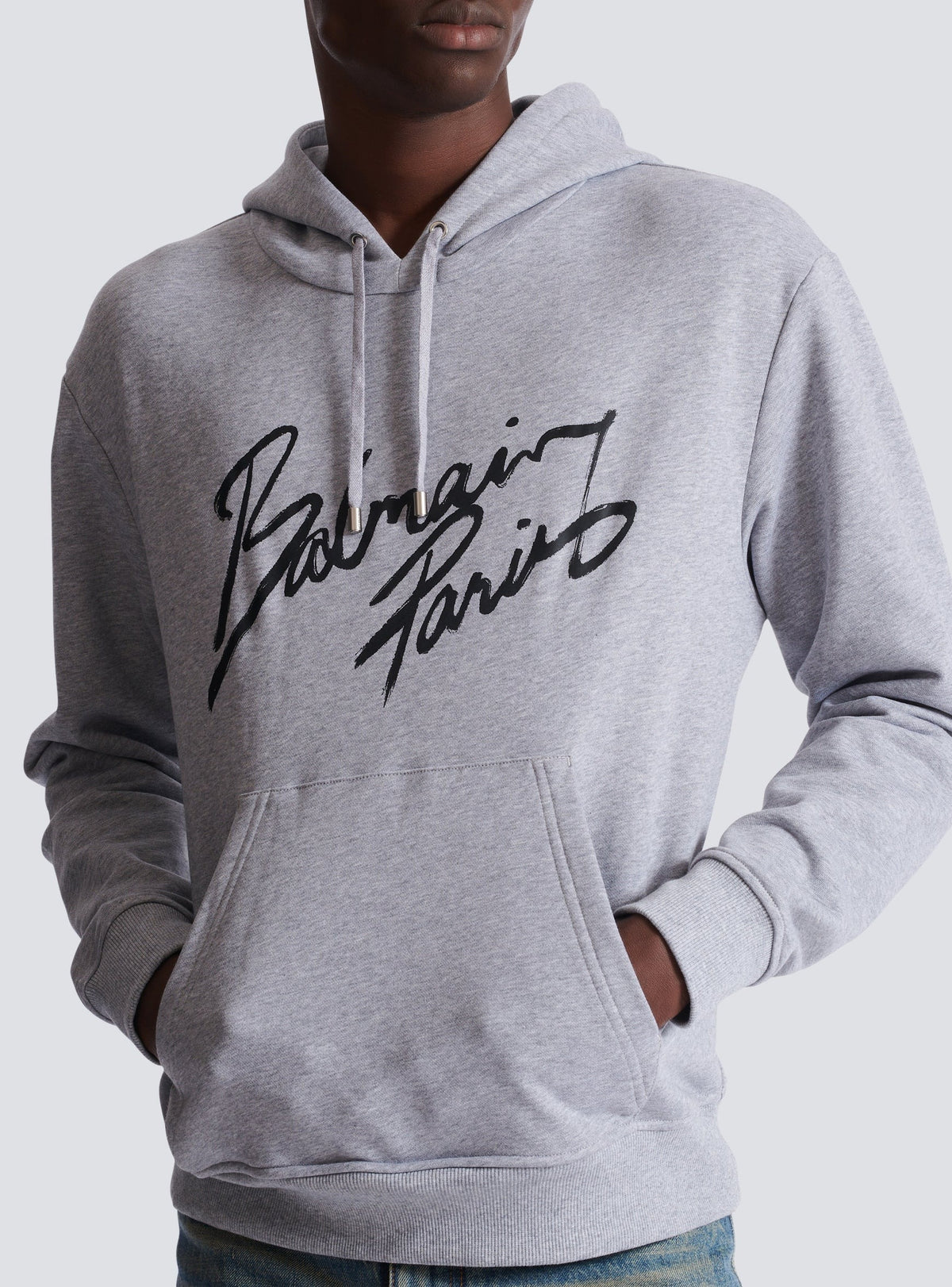 Sweat à capuche à motifs - Gris Chiné & Noir