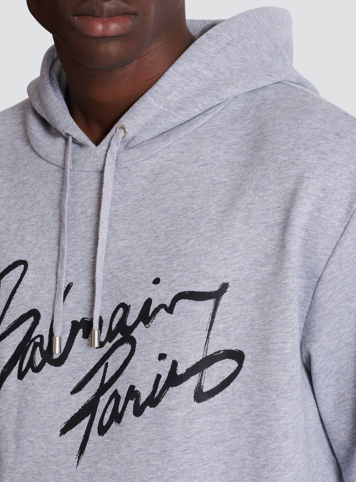 Sweat à capuche à motifs - Gris Chiné & Noir