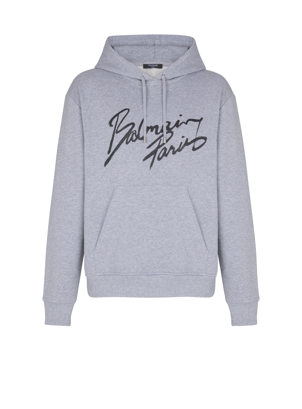 Sweat à capuche à motifs Balmain - Gris Chiné & Noir