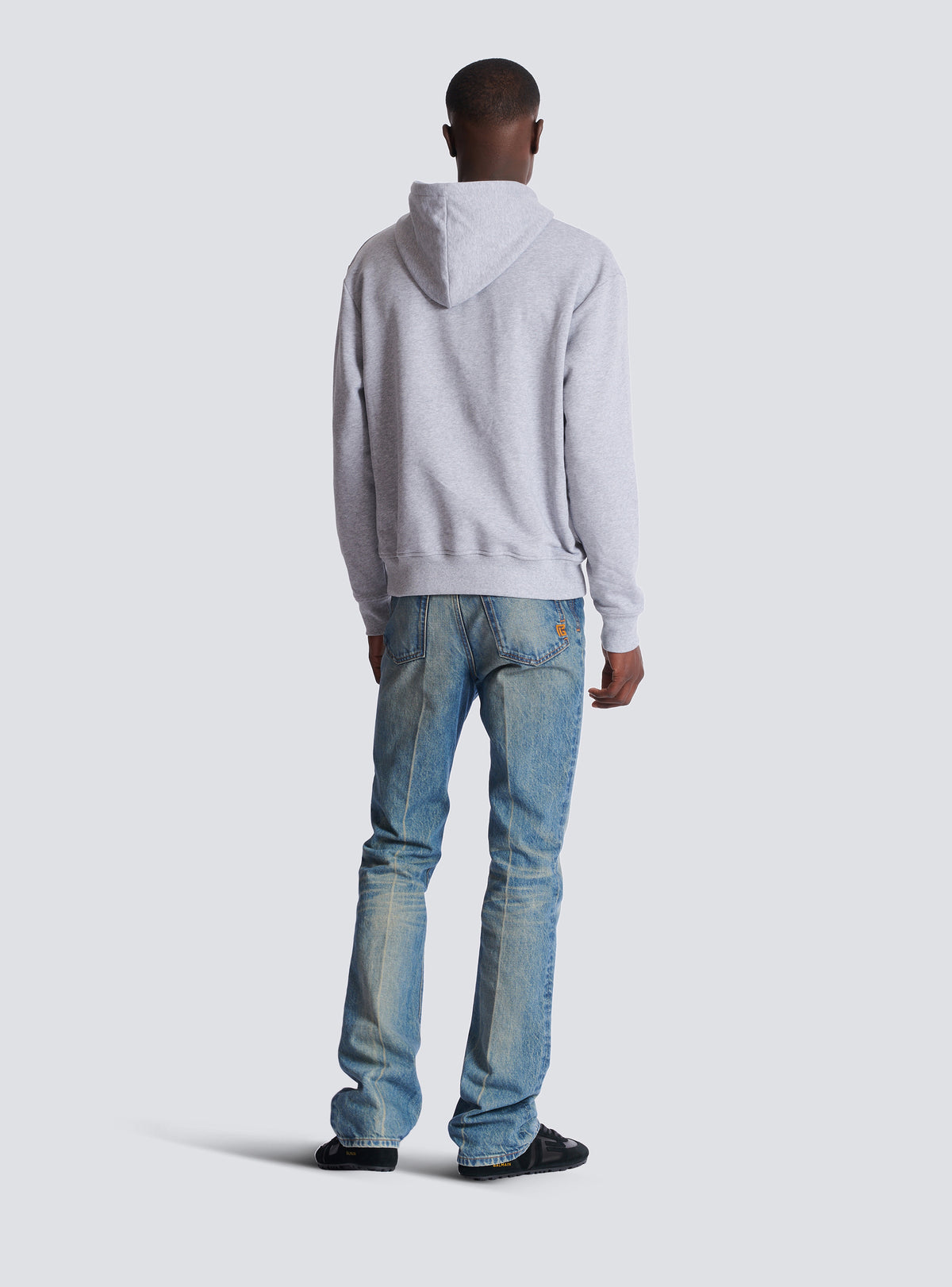 Sweat à capuche à motifs Balmain - Gris Chiné & Noir