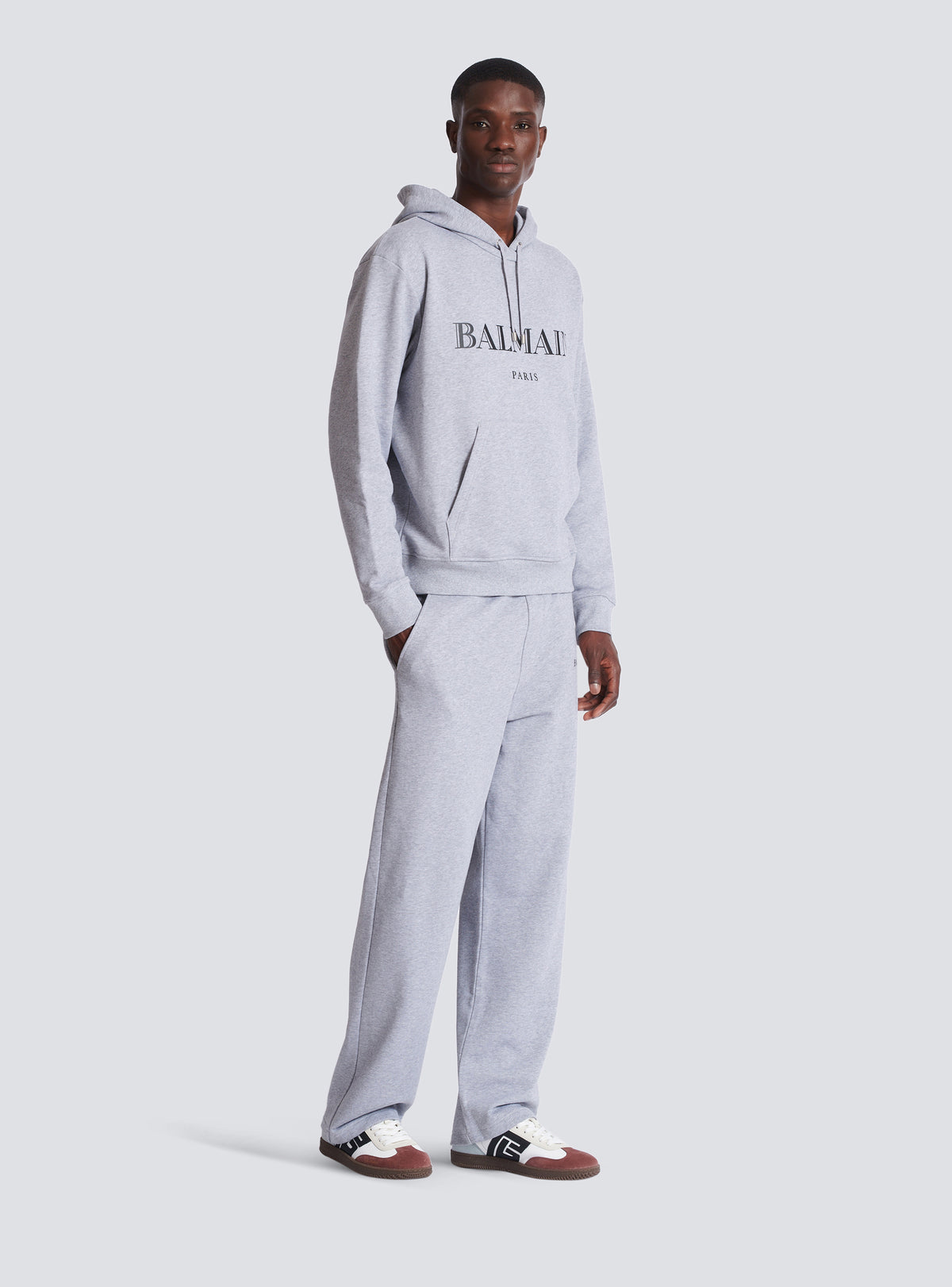 Hoodie imprimé balmain  - Gris Chiné & Noir
