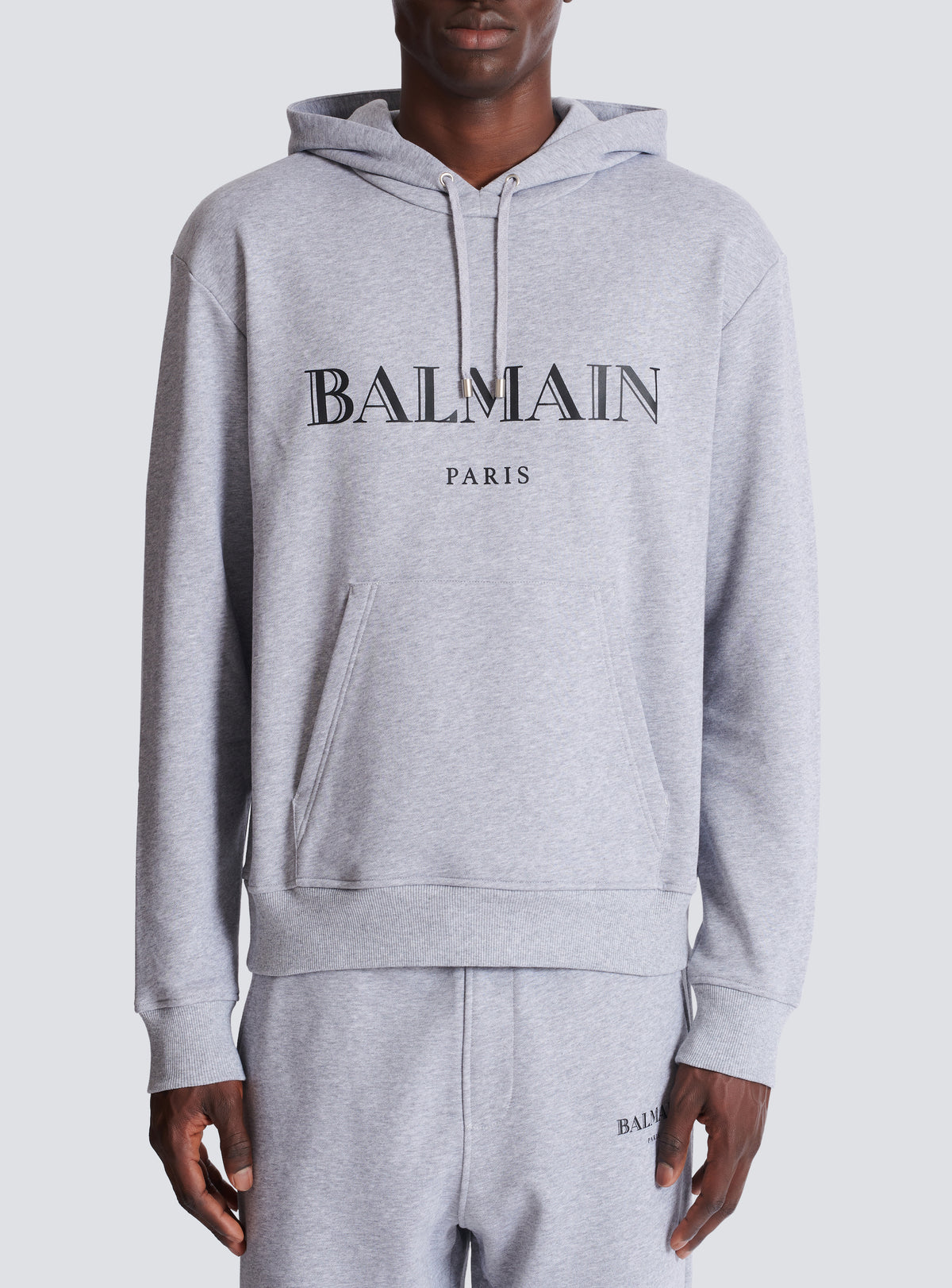 Hoodie imprimé balmain  - Gris Chiné & Noir