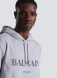 Hoodie imprimé balmain  - Gris Chiné & Noir